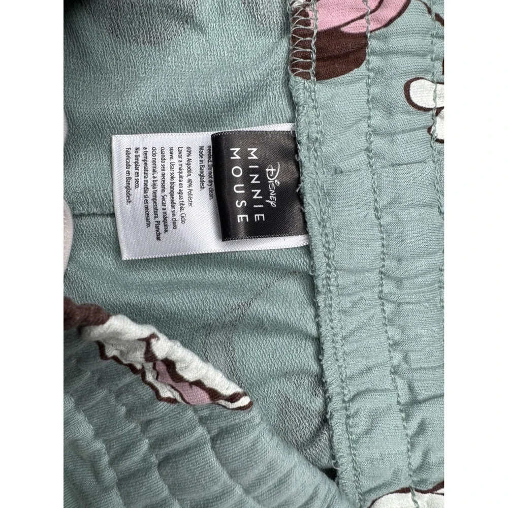 Disney Minnie Mouse Lounge Shorts Sage Green All Over Print Sleepwear Womens‎ M